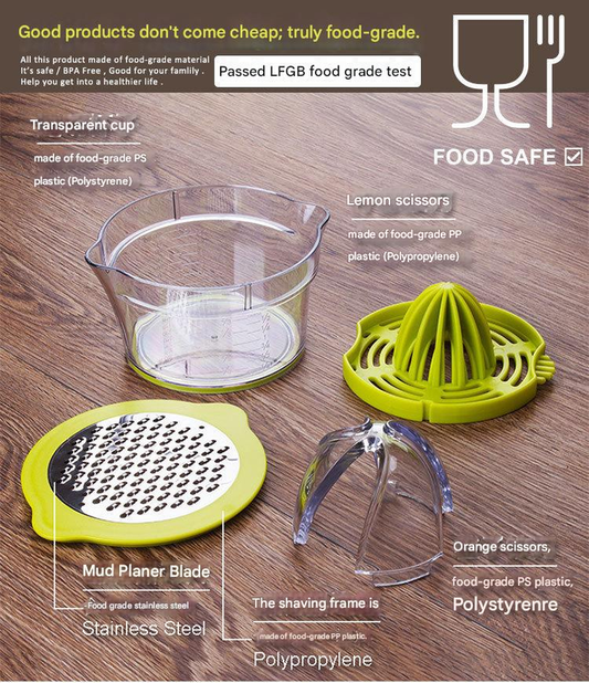 4-in-1 Manual Citrus Juicer with Grater and Egg Separator