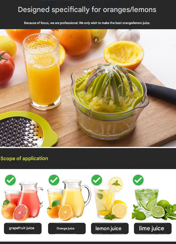 4-in-1 Manual Citrus Juicer with Grater and Egg Separator