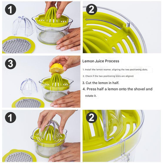 4-in-1 Manual Citrus Juicer with Grater and Egg Separator